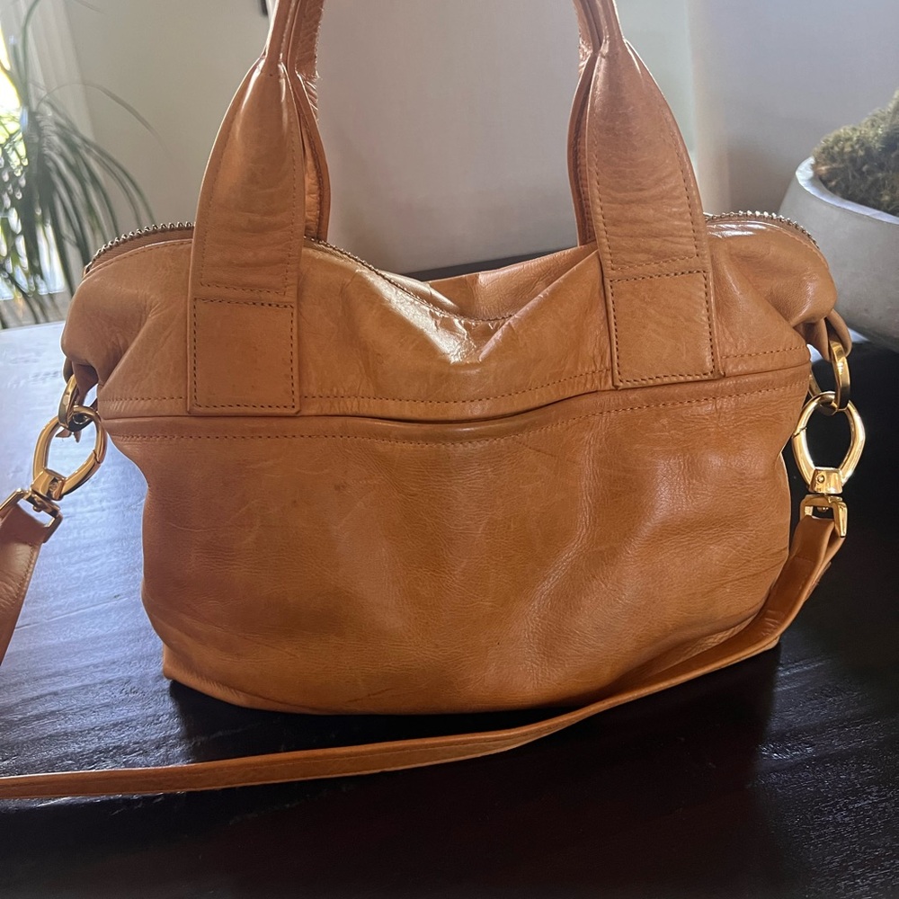 satchel Mini Madray Handbag with Strap in Butterscotch Leather